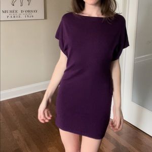 Sweater Project purple knit body on dress with oversized top